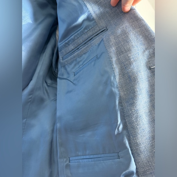 J.Hilburn Light Blue Tailored Men’s Suit – Modern Fit Wedding Business Formal - Picture 9 of 17